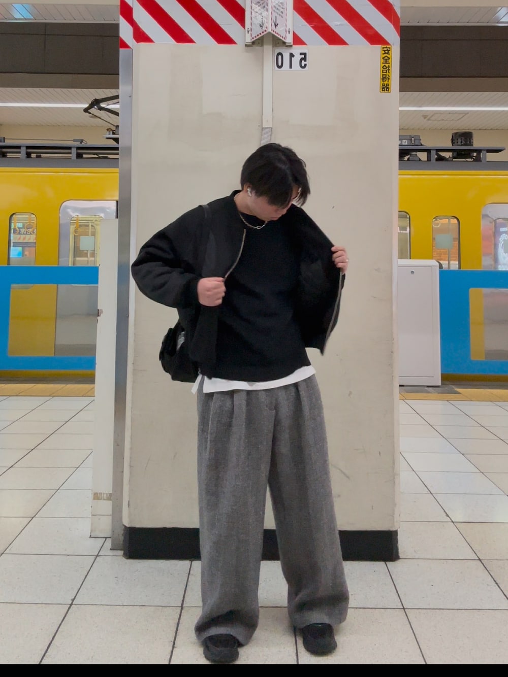 WOOL BLEND SWITCHING BLOUSON/ウールブレンド異素材切替