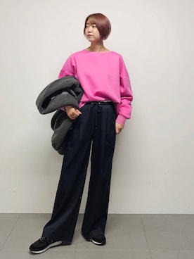 「アイテム（ノーカラーコート）」を使った、AZさん（レディース・165cm）の秋コーディネート