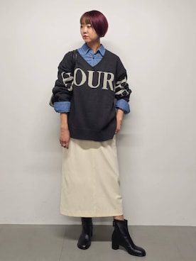 「ADD CULUMN（アドカラム）のアイテム」を使った、AZさん（レディース・165cm）の秋コーディネート