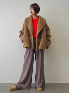 「アイテム（ピーコート）」を使った、AZさん（レディース・165cm）の秋コーディネート