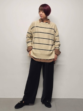 「BARNYARDSTORM（バンヤードストーム）のアイテム（スラックス）」を使った、AZさん（レディース・165cm）の秋コーディネート