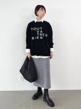 「BARNYARDSTORM（バンヤードストーム）のBARNYARDSTORM / ハイブリッドストレッチブーツ（ブーツ）」を使った、AZさん（レディース・165cm）の冬コーディネート