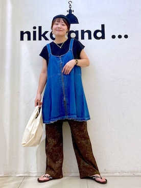 「アイテム（キャップ）」を使った、カワモトさん（レディース・162cm・30代）の夏コーディネート
