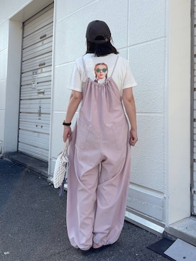 「niko and...（ニコアンド）のオリジナルカラーキャップ（キャップ、グレー系）」を使った、カワモトさん（レディース・162cm）の夏コーディネート