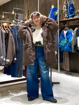 「アイテム（イヤーマフ）」を使った、カワモトさん（レディース・162cm）の秋コーディネート