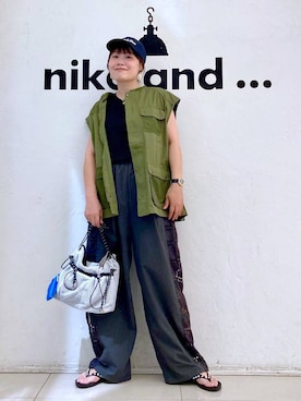 「アイテム（ベスト）」を使った、カワモトさん（レディース・162cm・30代）の夏コーディネート
