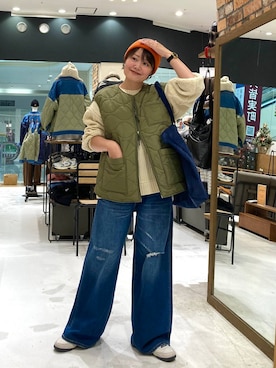 「アイテム（ニットキャップ/ビーニー）」を使った、カワモトさん（レディース・162cm・30代）の秋コーディネート