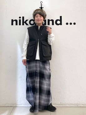 「アイテム（ベスト）」を使った、カワモトさん（レディース・162cm・30代）の冬コーディネート