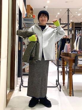 「アイテム（パーカー）」を使った、カワモトさん（レディース・162cm・30代）の冬コーディネート