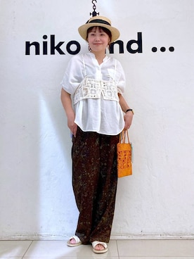 「ハット」｜「アイテム（帽子）」を使った、カワモトさん（レディース・162cm）の夏コーディネート