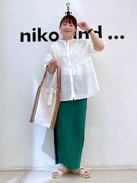 「アイテム（スカート）」を使った、カワモトさん（レディース・162cm）の夏コーディネート