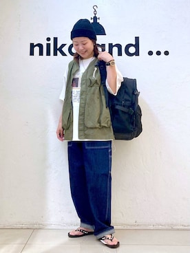 「アイテム（ベスト）」を使った、カワモトさん（レディース・162cm・30代）の夏コーディネート