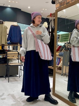 「アイテム（ニットキャップ/ビーニー）」を使った、カワモトさん（レディース・162cm・30代）の秋コーディネート