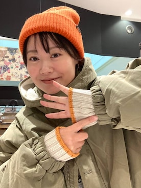 「アイテム（ニットキャップ/ビーニー）」を使った、カワモトさん（レディース・162cm・30代）の冬コーディネート