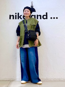 「アイテム（ベスト）」を使った、カワモトさん（レディース・162cm・30代）の夏コーディネート
