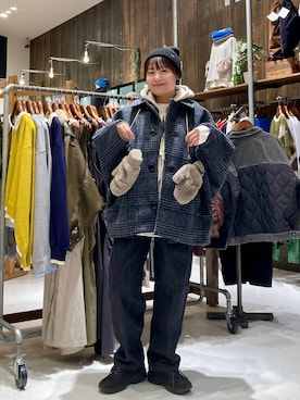 「アイテム（ニットキャップ/ビーニー）」を使った、カワモトさん（レディース・162cm・30代）の冬コーディネート