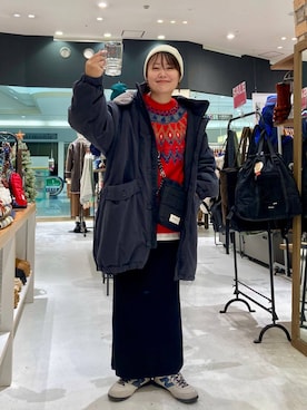 「アイテム（ブルゾン、グレー系）」を使った、カワモトさん（レディース・162cm）の冬コーディネート