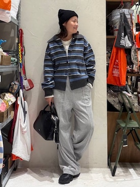 「niko and...（ニコアンド）のアイテム（ニットキャップ/ビーニー）」を使った、カワモトさん（レディース・162cm）の秋コーディネート