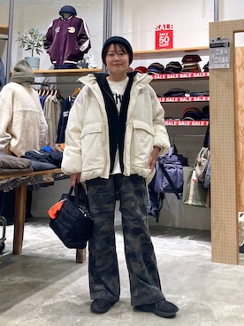 「アイテム（ブルゾン、ベージュ系）」を使った、カワモトさん（レディース・162cm）の秋コーディネート