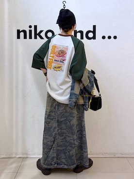 「niko and...（ニコアンド）のペーパー混サマーワッチ（ニットキャップ/ビーニー、ブラック系）」を使った、カワモトさん（レディース・162cm）の夏コーディネート