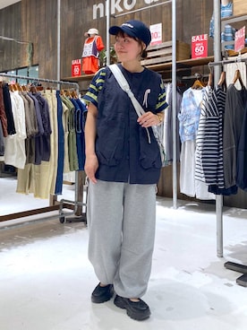 「アイテム（ベスト）」を使った、カワモトさん（レディース・162cm・30代）の夏コーディネート