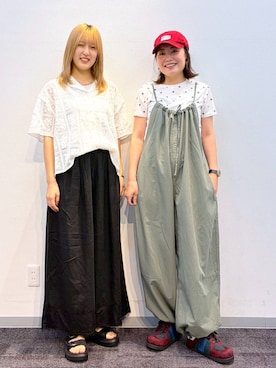 「studio CLIP（スタディオクリップ）のレース開襟シャツ（シャツ/ブラウス、ホワイト系）」を使った、カワモトさん（レディース・162cm）の夏コーディネート