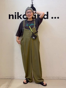 「niko and...（ニコアンド）のスクエアウェリントン伊達メガネ（メガネ、ブラック系）」を使った、カワモトさん（レディース・162cm）の春コーディネート