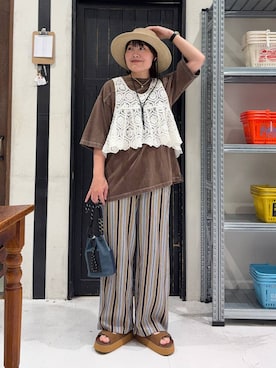 「Champion（チャンピオン）のアイテム」を使った、カワモトさん（レディース・162cm）の春コーディネート