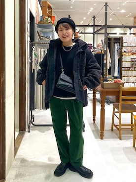 「アイテム（ハンチング/ベレー帽）」を使った、カワモトさん（レディース・162cm・30代）の冬コーディネート