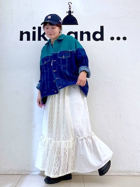 「アイテム（デニムジャケット）」を使った、カワモトさん（レディース・162cm・30代）の夏コーディネート