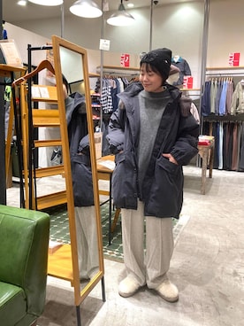 「アイテム（帽子）」を使った、カワモトさん（レディース・162cm・30代）の冬コーディネート