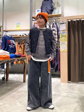 「アイテム（ベルト、オレンジ系）」を使った、カワモトさん（レディース・162cm）の秋コーディネート