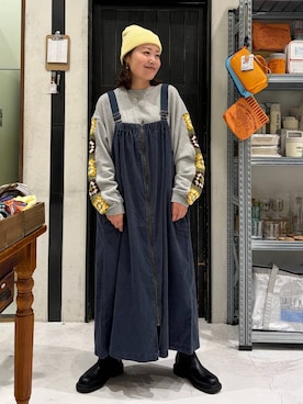 「niko and...（ニコアンド）のアソート リブ ワッチ（ニットキャップ/ビーニー、ベージュ系）」を使った、カワモトさん（レディース・162cm）の秋コーディネート