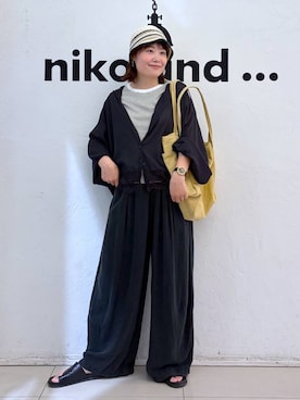 「niko and...（ニコアンド）のポーチ付き 洗い トートバッグ / A4サイズ収納可能（トートバッグ、ベージュ系）」を使った、カワモトさん（レディース・162cm）の夏コーディネート