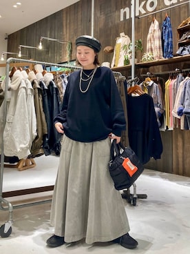 「アイテム（ハンチング/ベレー帽）」を使った、カワモトさん（レディース・162cm・30代）の秋コーディネート