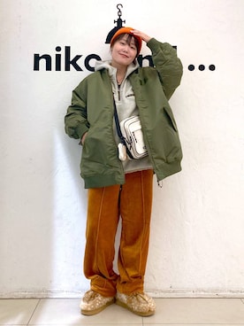 「アイテム（MA-1）」を使った、カワモトさん（レディース・162cm）の秋コーディネート