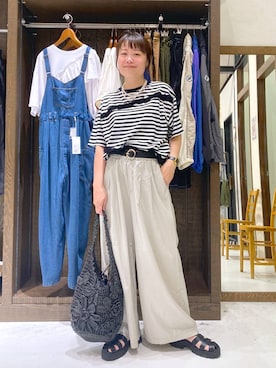 「アイテム（ベルト）」を使った、カワモトさん（レディース・162cm・30代）の夏コーディネート