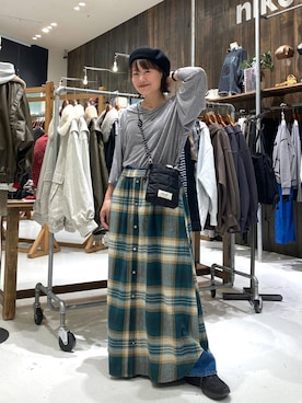 「アイテム（ハンチング/ベレー帽）」を使った、カワモトさん（レディース・162cm・30代）の秋コーディネート