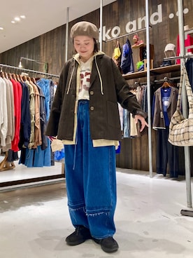「アイテム（ハンチング/ベレー帽）」を使った、カワモトさん（レディース・162cm）の秋コーディネート