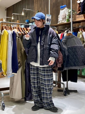 「アイテム（帽子）」を使った、カワモトさん（レディース・162cm・30代）の冬コーディネート