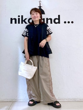「アイテム（ベスト）」を使った、カワモトさん（レディース・162cm・30代）の夏コーディネート