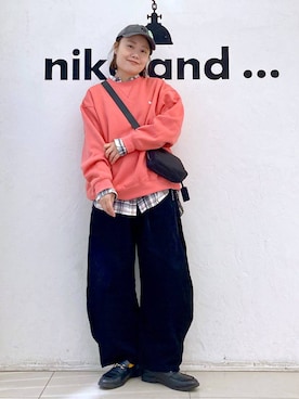 「アイテム（帽子）」を使った、カワモトさん（レディース・162cm・30代）の秋コーディネート