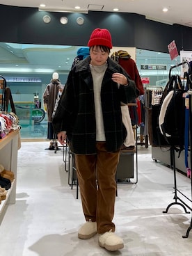 「アイテム（帽子）」を使った、カワモトさん（レディース・162cm・30代）の冬コーディネート