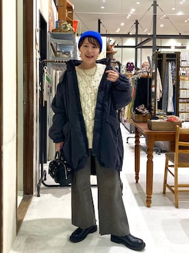 「niko and ...」｜「アイテム（ブルゾン）」を使った、カワモトさん（レディース・162cm）の冬コーディネート