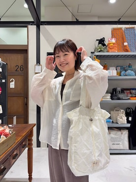 「niko and...（ニコアンド）のシティーパイルイージーパンツ（その他パンツ、ブラウン系）」を使った、カワモトさん（レディース・162cm）の春コーディネート