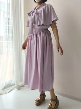 「ボウタイ」｜「アイテム（ワンピース/ドレス）」を使った、Mさん（レディース・165cm）の春コーディネート