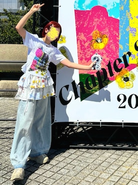 「H&M（エイチ・アンド・エム）のアイテム（デニムパンツ）」を使った、麺さん（レディース・162cm）の夏コーディネート