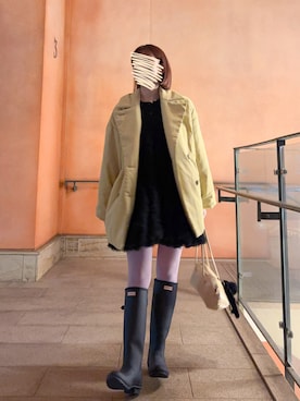 「HUNTER（ハンター）のアイテム」を使った、麺さん（レディース・162cm）の冬コーディネート