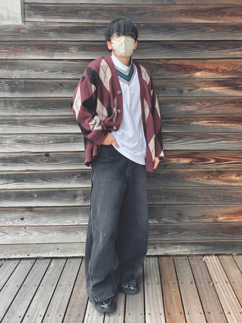 【GRANCY】 ジップデザイン バギーデニム パンツ サイズL グレー GRANCY】ZipDesign Buggy DenimPants / ジップデザイン バギー