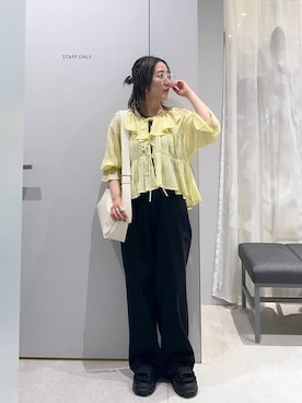 「LOWRYS FARM（ローリーズファーム）の【曇り止め加工つき】EYEWEAR26 636378（メガネ、その他）」を使った、manaさん（レディース・153cm）の春コーディネート